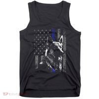 Thin Blue Line Flag K9 German Shepherd Police Dog Gift Men Tank Top thumb 0