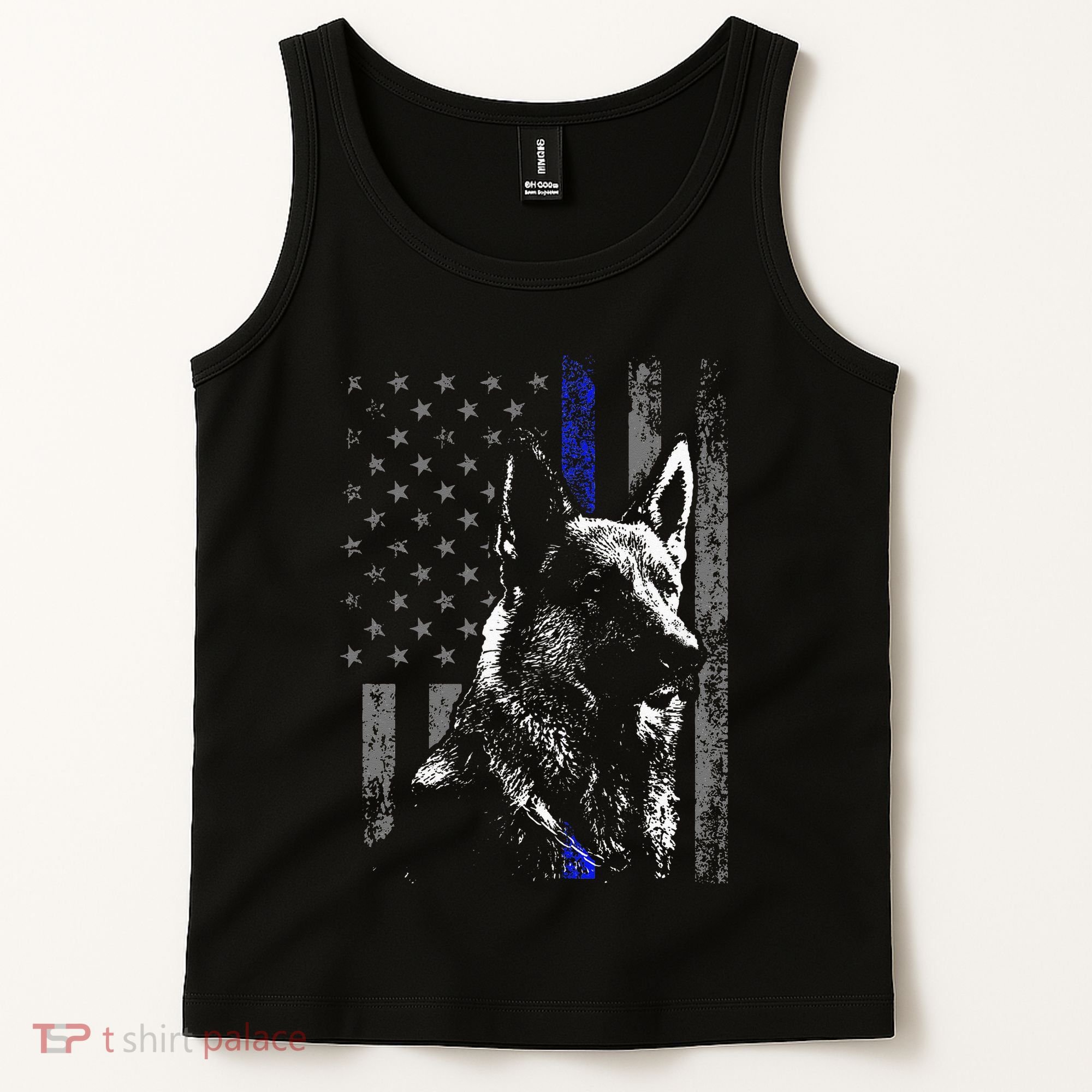 Thin Blue Line Flag K9 German Shepherd Police Dog Gift Men Tank Top
