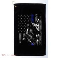 Thin Blue Line Flag K9 German Shepherd Police Dog Gift Men Golf Towel thumb 0