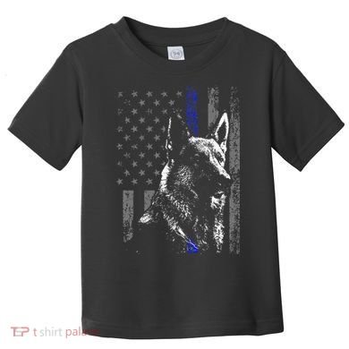 Thin Blue Line Flag K9 German Shepherd Police Dog Gift Men Toddler T-Shirt