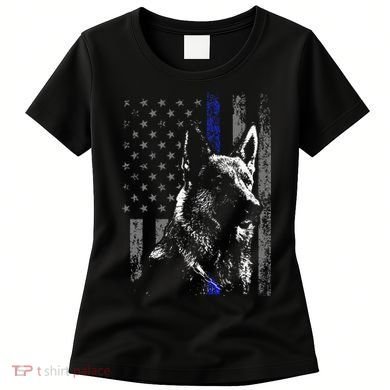 Thin Blue Line Flag K9 German Shepherd Police Dog Gift Men Women's T-Shirt