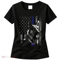Thin Blue Line Flag K9 German Shepherd Police Dog Gift Men Women's T-Shirt thumb 0