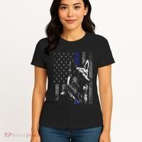 Thin Blue Line Flag K9 German Shepherd Police Dog Gift Men Women's T-Shirt thumb 4