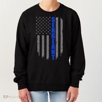 Thin Blue Line Flag For Police Sergeant Women's Sweatshirt thumb 0