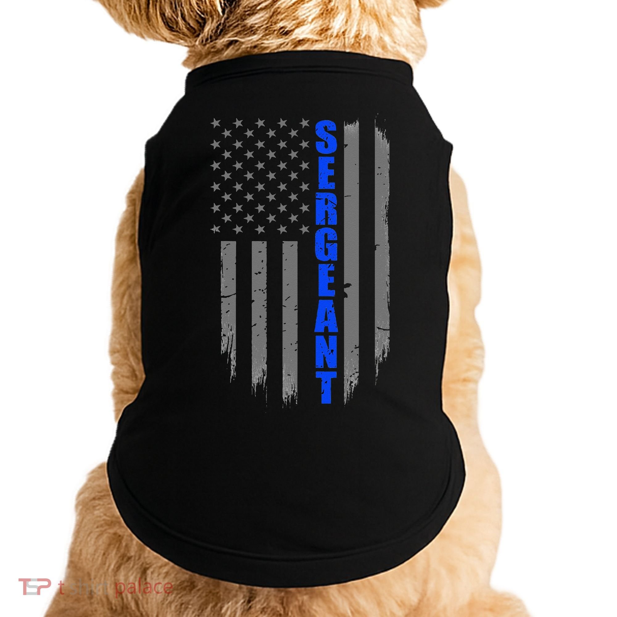 Thin Blue Line Flag For Police Sergeant Doggie Tank