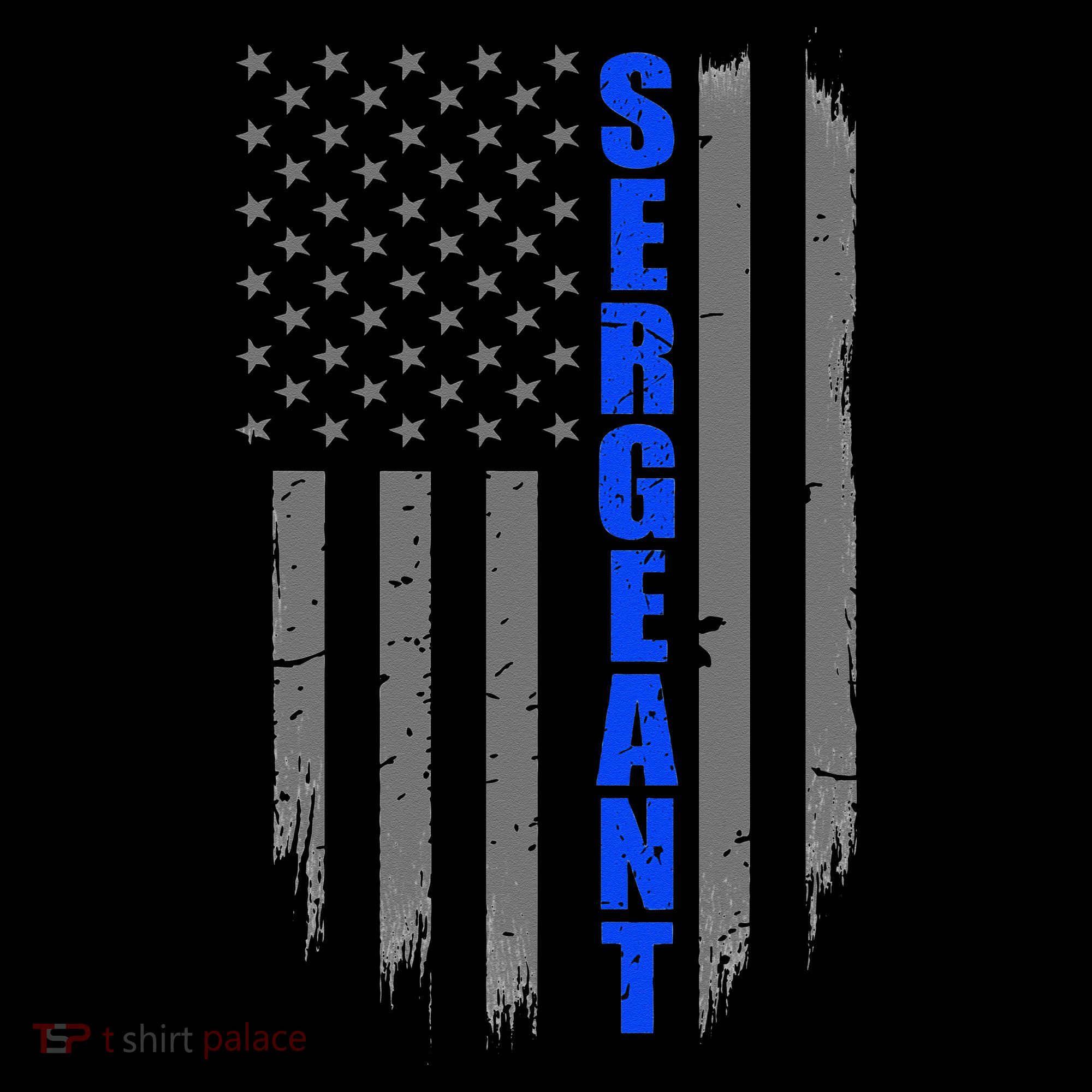Thin Blue Line Flag For Police Sergeant Long Sleeve Shirt