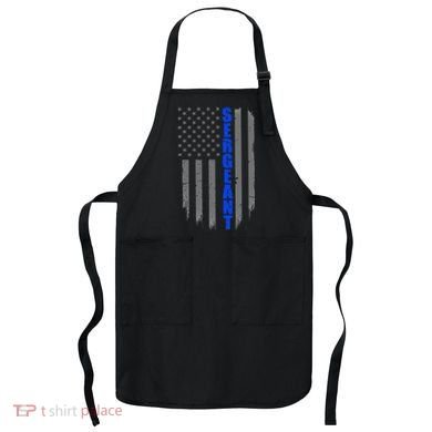 Thin Blue Line Flag For Police Sergeant Apron