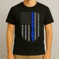 Thin Blue Line Flag For Police Sergeant T-Shirt thumb 3