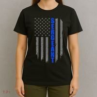 Thin Blue Line Flag For Police Sergeant T-Shirt thumb 4