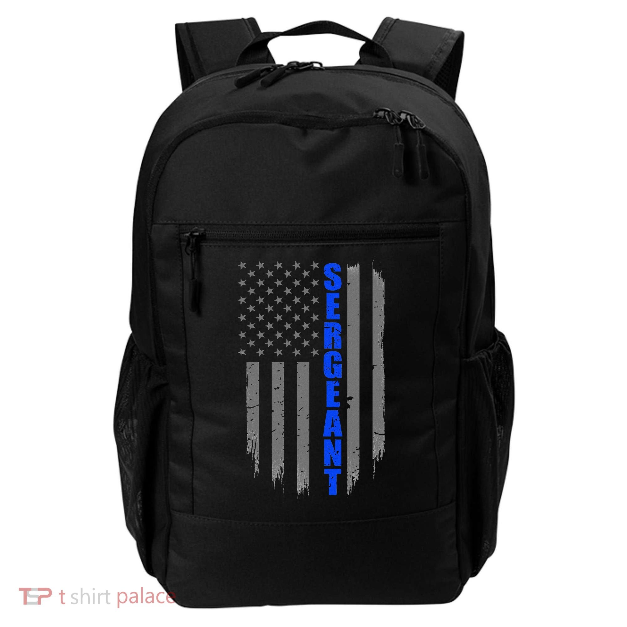 Thin Blue Line Flag For Police Sergeant Backpack