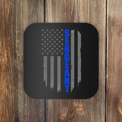 Thin Blue Line Flag For Police Sergeant Coaster