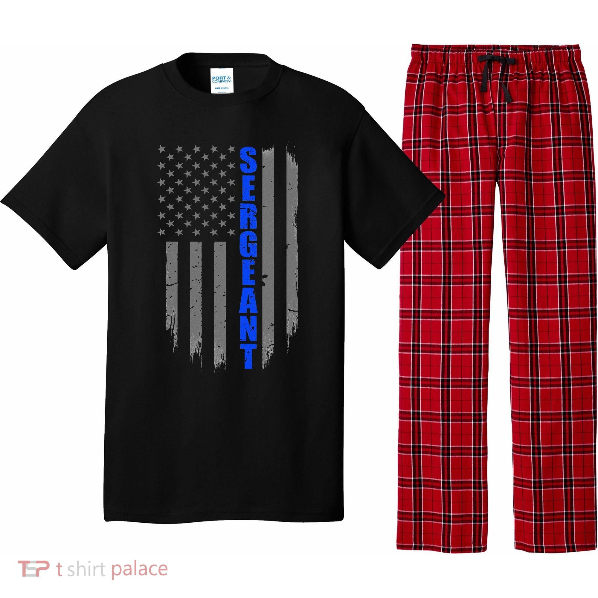 Thin Blue Line Flag For Police Sergeant Pajama Set