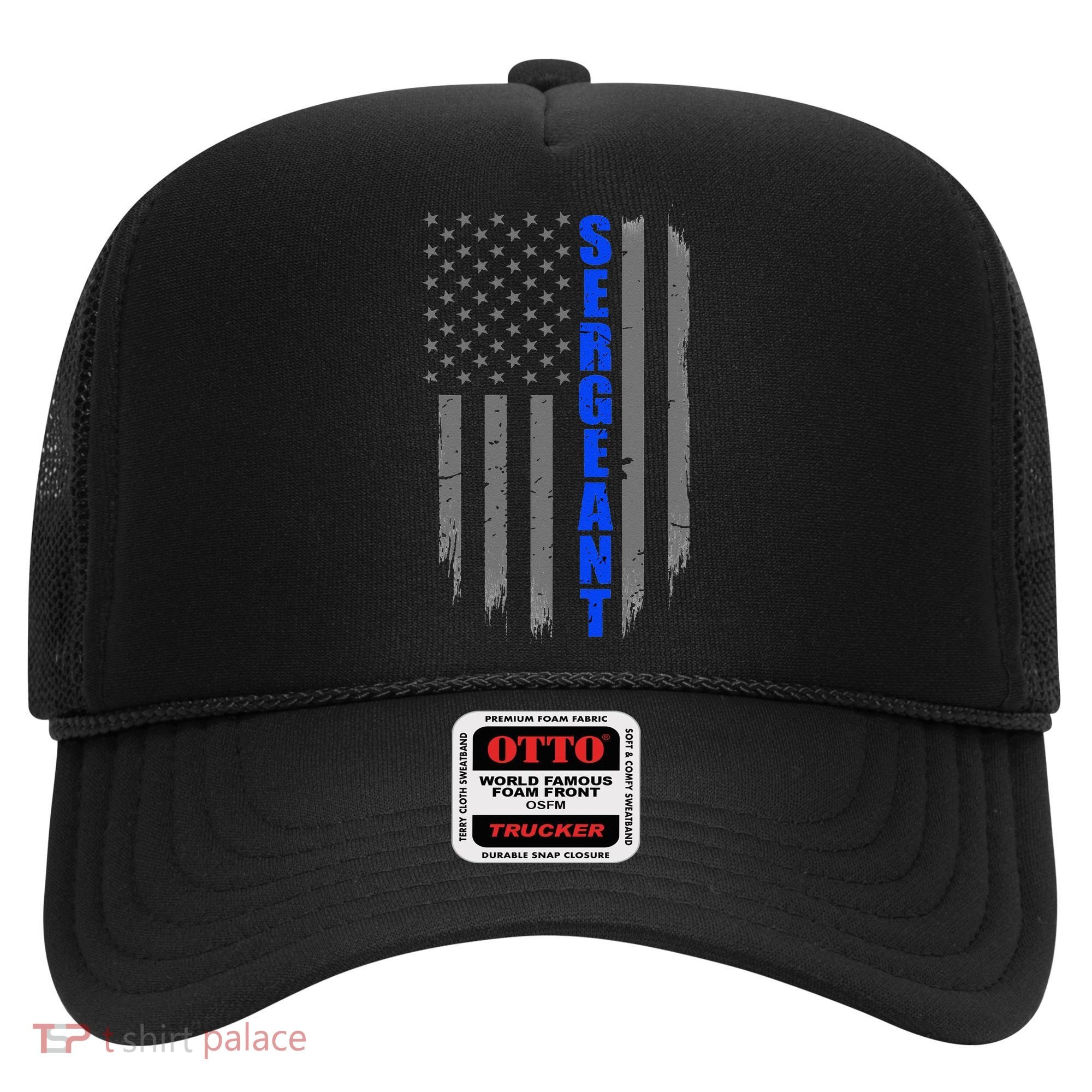 Thin Blue Line Flag For Police Sergeant Hat