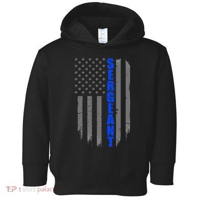 Thin Blue Line Flag For Police Sergeant Toddler Hoodie