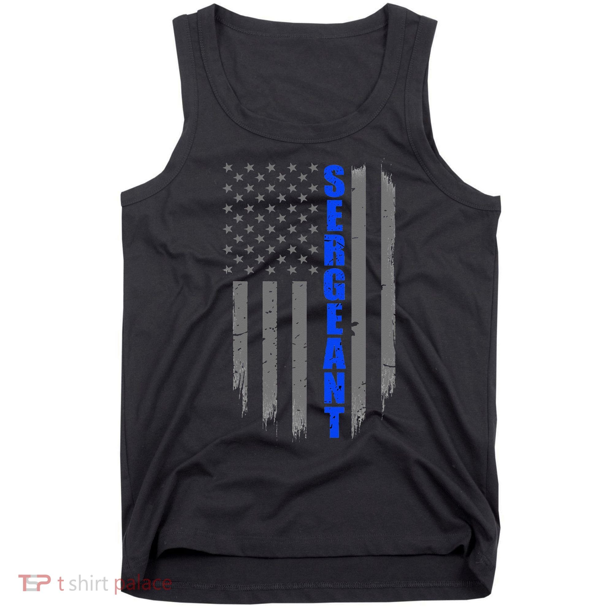 Thin Blue Line Flag For Police Sergeant Tank Top
