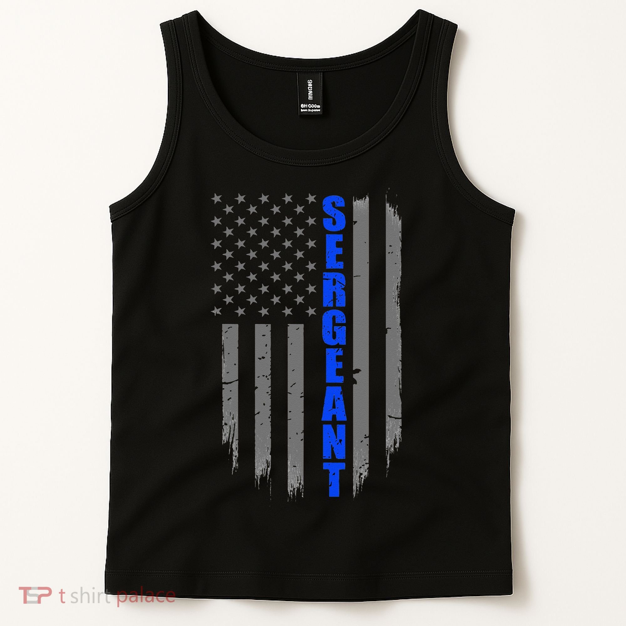 Thin Blue Line Flag For Police Sergeant Tank Top