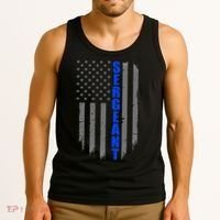 Thin Blue Line Flag For Police Sergeant Tank Top thumb 3