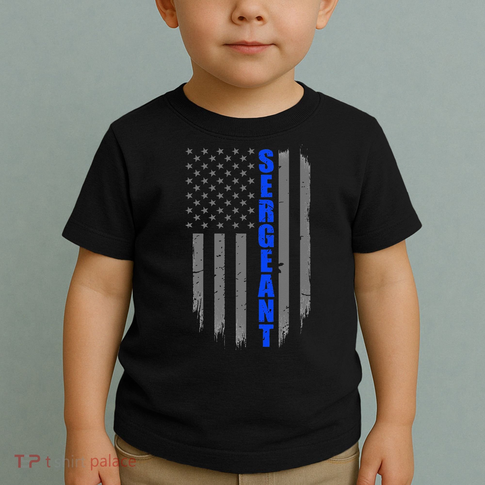Thin Blue Line Flag For Police Sergeant Toddler T-Shirt
