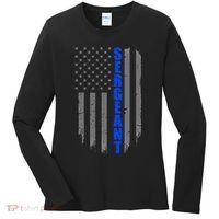 Thin Blue Line Flag For Police Sergeant Women's Long Sleeve Shirt thumb 0