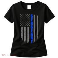 Thin Blue Line Flag For Police Sergeant Women's T-Shirt thumb 0