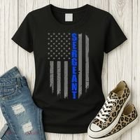 Thin Blue Line Flag For Police Sergeant Women's T-Shirt thumb 3