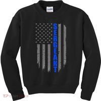 Thin Blue Line Flag For Police Sergeant Kids Sweatshirt thumb 0