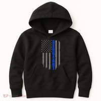 Thin Blue Line Flag For Police Sergeant Kids Hoodie thumb 0