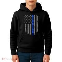 Thin Blue Line Flag For Police Sergeant Kids Hoodie thumb 4