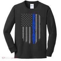 Thin Blue Line Flag For Police Sergeant Kids Long Sleeve Shirt thumb 0