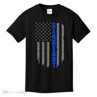 Thin Blue Line Flag For Police Sergeant Kids T-Shirt thumb 0