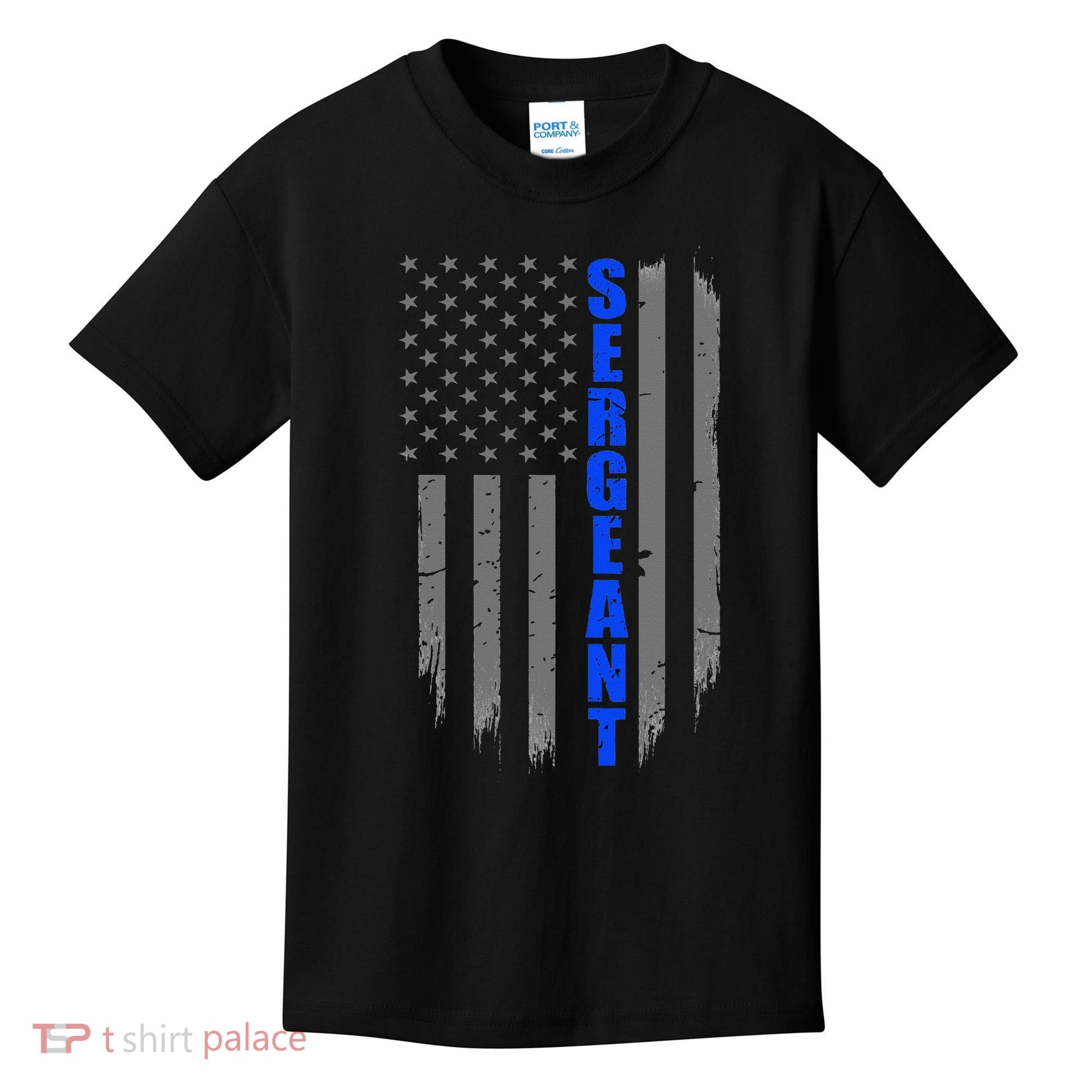 Thin Blue Line Flag For Police Sergeant Kids T-Shirt