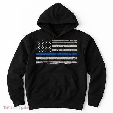Thin Blue Line Flag  Police Pocket Size Flag Hoodie