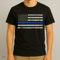 Thin Blue Line Flag  Police Pocket Size Flag T-Shirt thumb 3