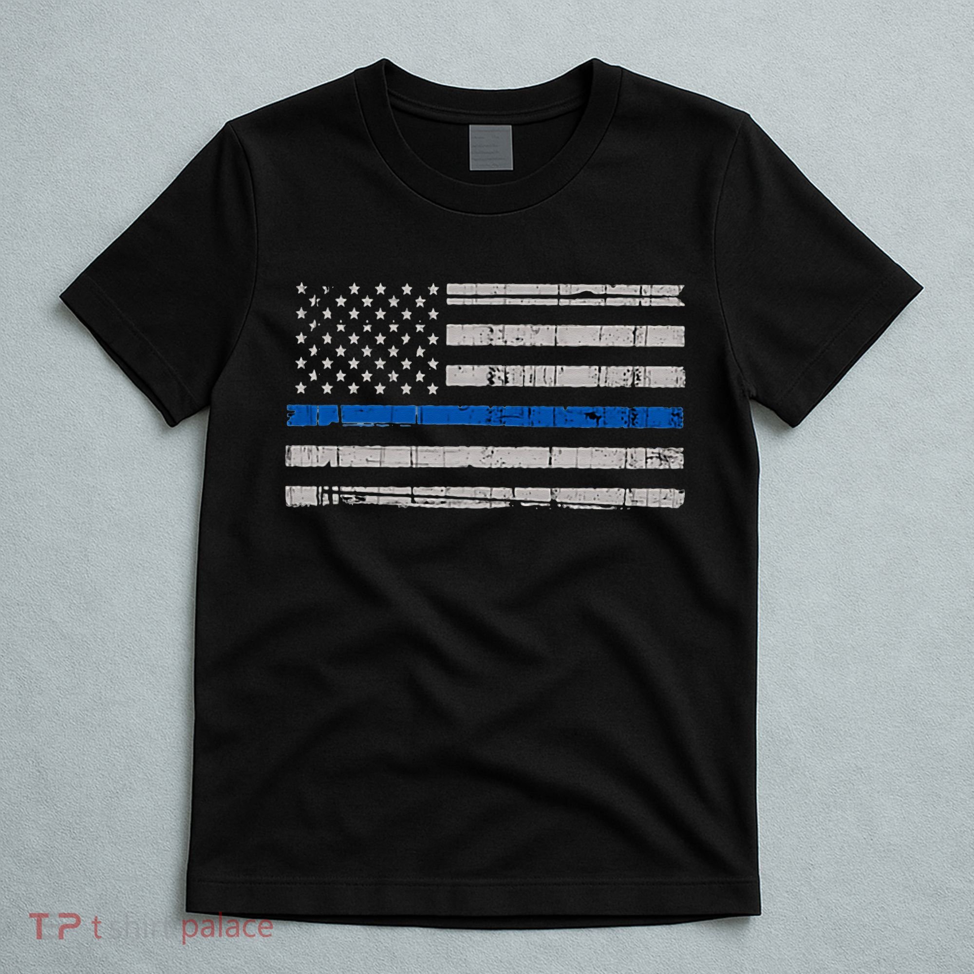 Thin Blue Line Flag  Police Pocket Size Flag T-Shirt