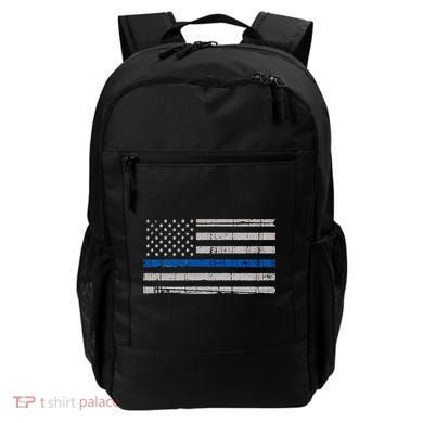 Thin Blue Line Flag  Police Pocket Size Flag Backpack