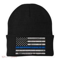 Thin Blue Line Flag  Police Pocket Size Flag Beanie thumb 0
