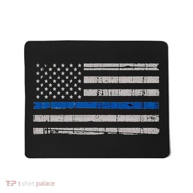 Thin Blue Line Flag  Police Pocket Size Flag Mousepad