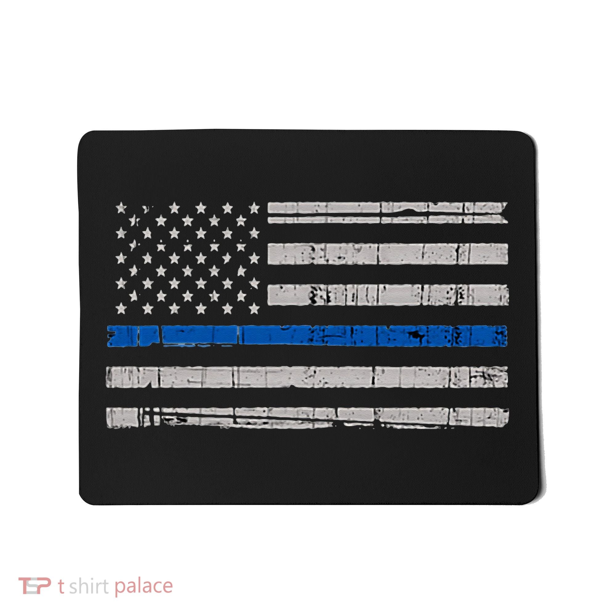 Thin Blue Line Flag  Police Pocket Size Flag Mousepad
