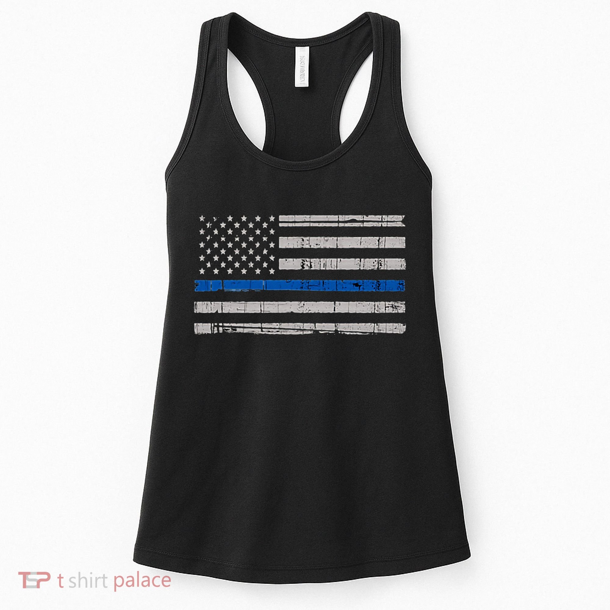 Thin Blue Line Flag  Police Pocket Size Flag Women's Tank Top