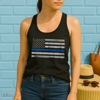 Thin Blue Line Flag  Police Pocket Size Flag Women's Tank Top thumb 2