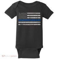 Thin Blue Line Flag  Police Pocket Size Flag Baby Bodysuit thumb 0