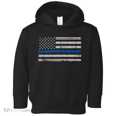 Thin Blue Line Flag  Police Pocket Size Flag Toddler Hoodie