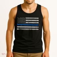 Thin Blue Line Flag  Police Pocket Size Flag Tank Top thumb 3