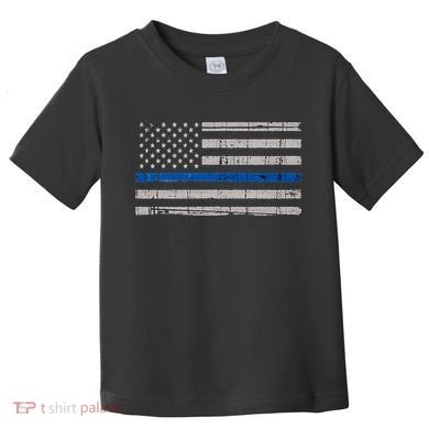 Thin Blue Line Flag  Police Pocket Size Flag Toddler T-Shirt