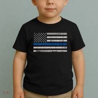Thin Blue Line Flag  Police Pocket Size Flag Toddler T-Shirt thumb 2
