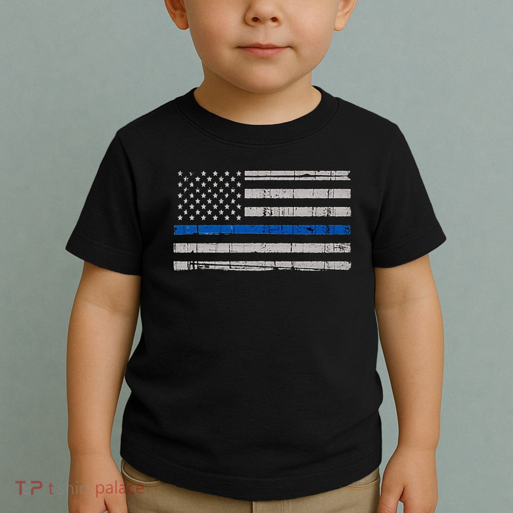 Thin Blue Line Flag  Police Pocket Size Flag Toddler T-Shirt