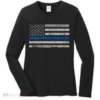 Thin Blue Line Flag  Police Pocket Size Flag Women's Long Sleeve Shirt thumb 0