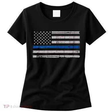 Thin Blue Line Flag  Police Pocket Size Flag Women's T-Shirt