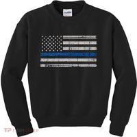 Thin Blue Line Flag  Police Pocket Size Flag Kids Sweatshirt thumb 0