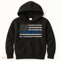 Thin Blue Line Flag  Police Pocket Size Flag Kids Hoodie thumb 0
